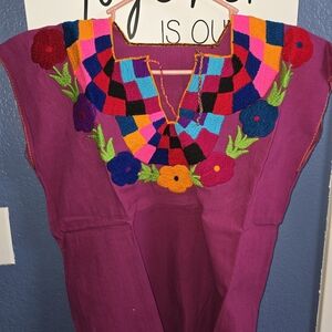 Colorful Embroidered Floral Blouse